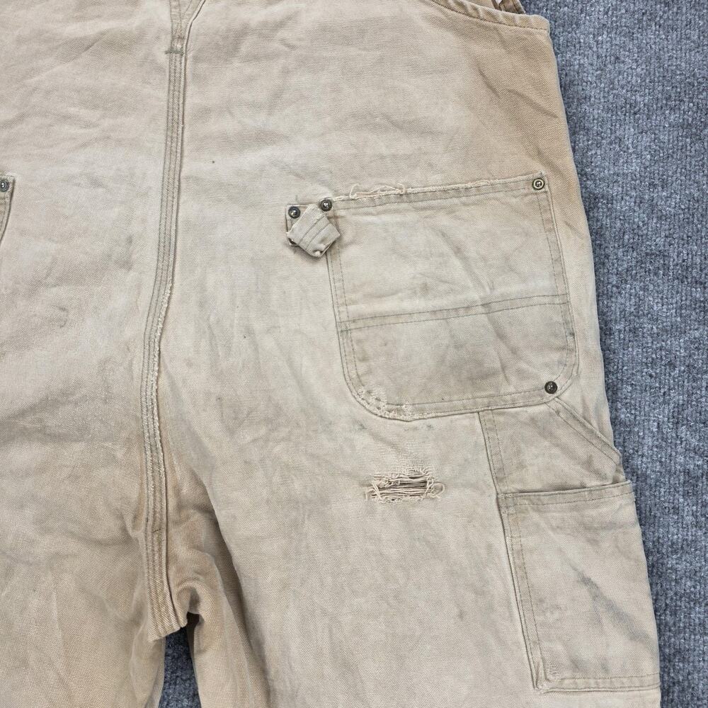 Carhartt Bib Overalls Mens 44x32 Duck Double Knee Distressed R01 BRN Vintage USA - Picture 14 of 16